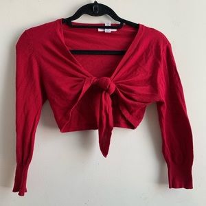 Red tie crop top